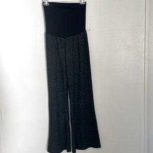 Motherhood maternity women pants grey black elastic waist wide leg sz Large